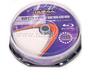 Diski Blu-Ray BD-R 25Gb, 4x, Cakebox 10gab.